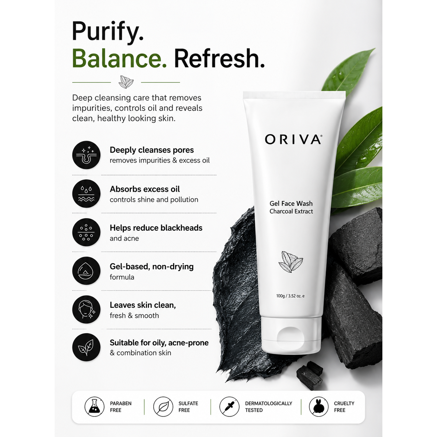 Oriva Charcoal Gel Face Wash